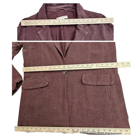 Free People Misha Linen Blend Oversized Chocolate Lava Blazer Jacket Size 6 - Picture 6 of 16